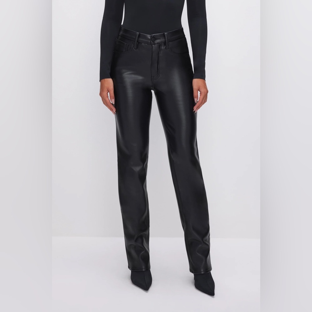Women’s Good American Good Icon Faux Leather Pants Black Size 8 BNWT